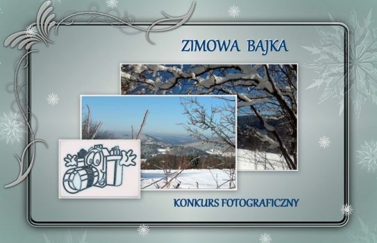 zimowa sceneria, grafika promująca konkurs fotograficzny