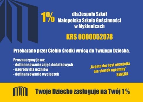 ulotka Stowarzyszenia Pomocy Szkole Małopolska z instrukcją jak przekazać szkole 1% podatku